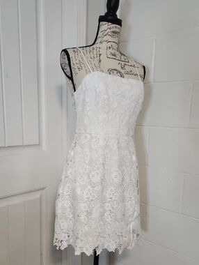 Francesca's White Lace Overlay Mini Sundress Size Medium
